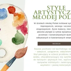 Paleta malarska z kolorami i pędzlem, symbolizująca sztukę młodej Polski.