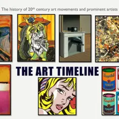Prace artystyczne od ekspresjonizmu po pop-art, ukazujące kluczowe momenty i style w ramach czasowych modernizmu.