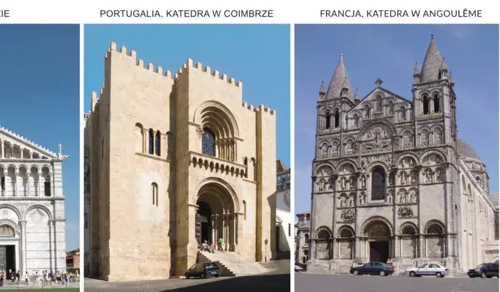Katedry z Włoch, Portugalii, Francji i Niemiec, świadectwa architektury średniowiecza.