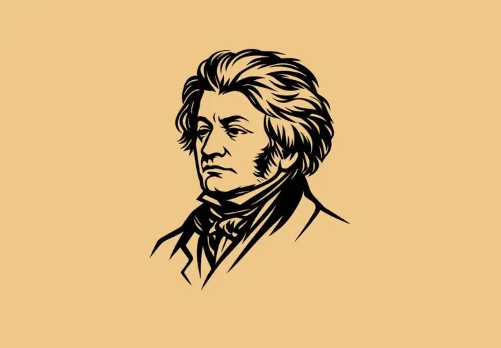 Portret mężczyzny z burzą włosów, symbolizujący początek romantyzmu w Polsce.