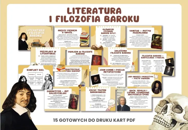 Filozofia baroku: między pięknem a grozą, dualizm, vanitas, konflikty idei, poezja metafizyczna, teatr i muzyka.