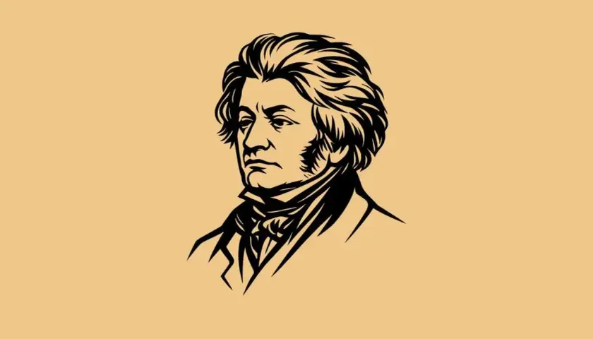 Portret mężczyzny z burzą włosów, symbolizujący początek romantyzmu w Polsce.