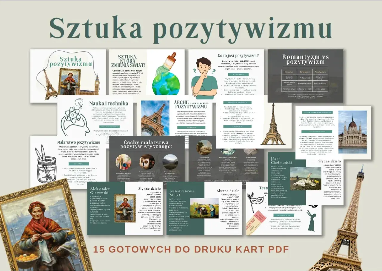 Pozytywizm opracowanie: sztuka, nauka, architektura, malarstwo, teatr. Porównanie romantyzmu z pozytywizmem.